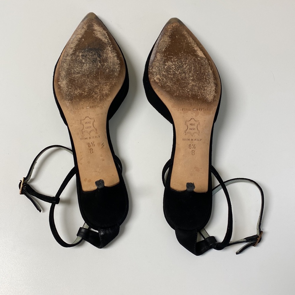 Sigerson Morrison Black Suede and Leather Kitten Heel Shoes - Picture 5 of 9